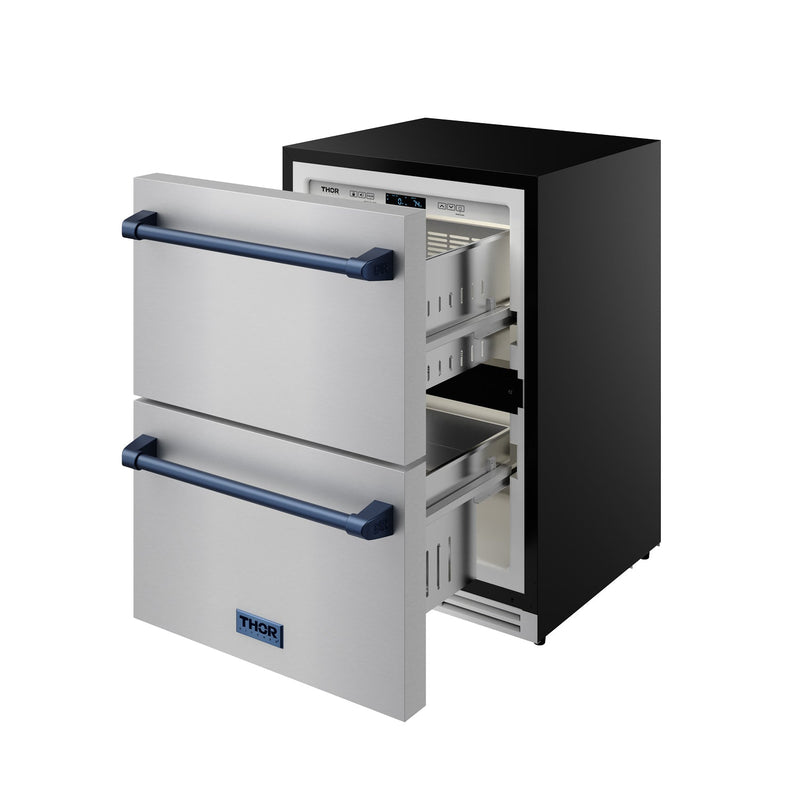 THOR Kitchen - Gordon Ramsay Series 24″ Undercounter Built-In / Freestanding Drawer Freezer Stainless Steel/Blue - RZ24U-BLU - IMG5