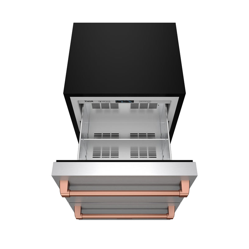 THOR Kitchen - Gordon Ramsay Series 24″ Undercounter Built-In / Freestanding Drawer Freezer Stainless Steel/Rose Gold - RZ24U-RSG - IMG2