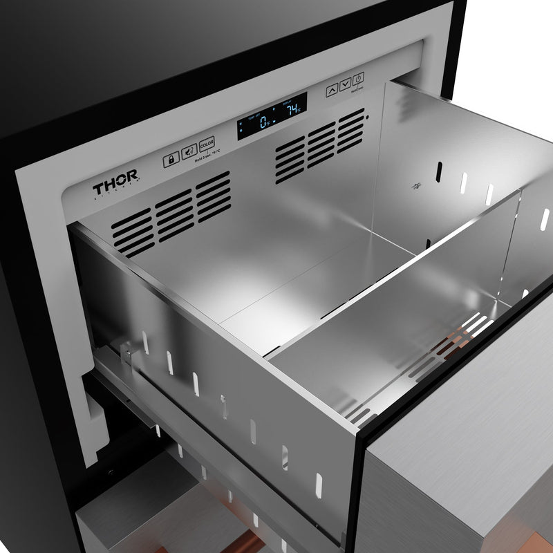 THOR Kitchen - Gordon Ramsay Series 24″ Undercounter Built-In / Freestanding Drawer Freezer Stainless Steel/Rose Gold - RZ24U-RSG - IMG8