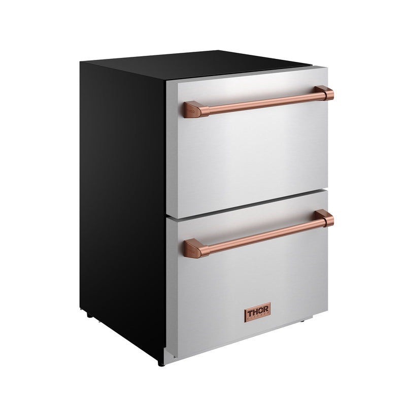 THOR Kitchen - Gordon Ramsay Series 24″ Undercounter Built-In / Freestanding Drawer Freezer Stainless Steel/Rose Gold - RZ24U-RSG - IMG3
