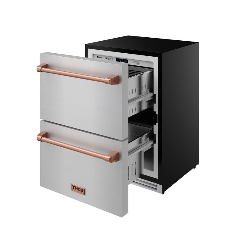 THOR Kitchen - Gordon Ramsay Series 24″ Undercounter Built-In / Freestanding Drawer Freezer Stainless Steel/Rose Gold - RZ24U-RSG - IMG6