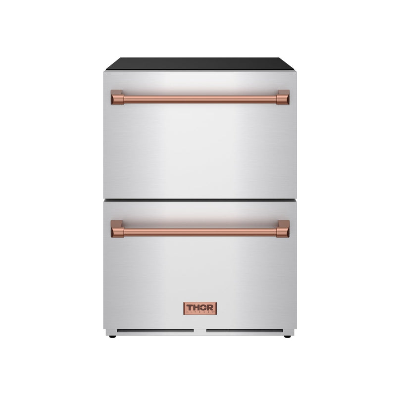 THOR Kitchen - Gordon Ramsay Series 24″ Undercounter Built-In / Freestanding Drawer Freezer Stainless Steel/Rose Gold - RZ24U-RSG - IMG1