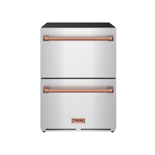 THOR Kitchen - Gordon Ramsay Series 24″ Undercounter Built-In / Freestanding Drawer Freezer Stainless Steel/Rose Gold - RZ24U-RSG - IMG1