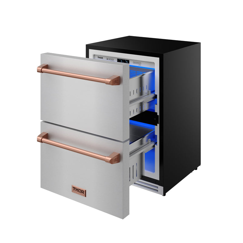 THOR Kitchen - Gordon Ramsay Series 24″ Undercounter Built-In / Freestanding Drawer Freezer Stainless Steel/Rose Gold - RZ24U-RSG - IMG7