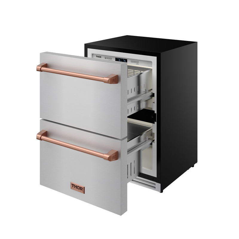 THOR Kitchen - Gordon Ramsay Series 24″ Undercounter Built-In / Freestanding Drawer Freezer Stainless Steel/Rose Gold - RZ24U-RSG - IMG5