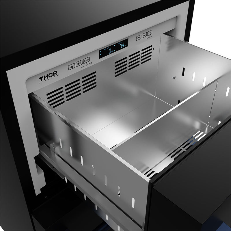 THOR Kitchen - Gordon Ramsay Series 24″ Undercounter Built-In / Freestanding Drawer Freezer Black/Blue - RZ24UB-BLU - IMG8