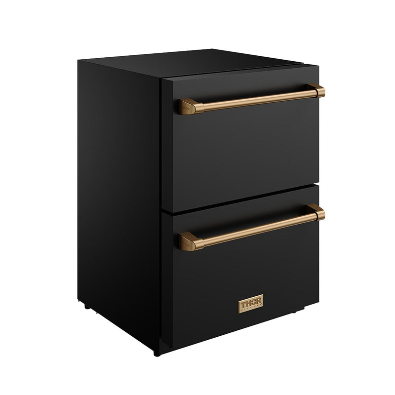 THOR Kitchen - Gordon Ramsay Series 24" Undercounter Built-In or Freestanding Drawer Refrigerator Black/Bronze - RF24UB-BRZ - IMG3