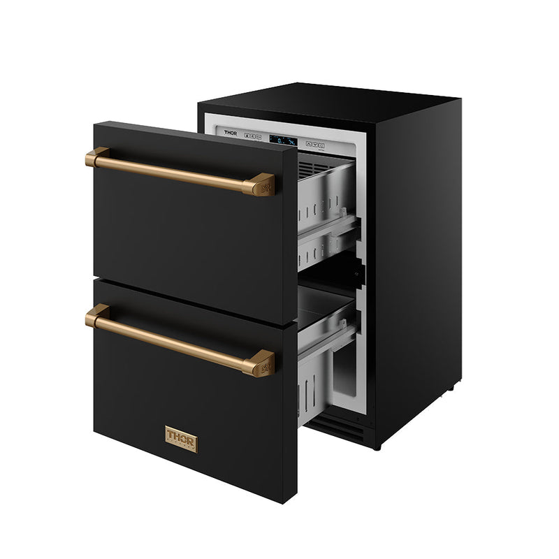THOR Kitchen - Gordon Ramsay Series 24″ Undercounter Built-In / Freestanding Drawer Freezer Black/Bronze - RZ24UB-BRZ - IMG6