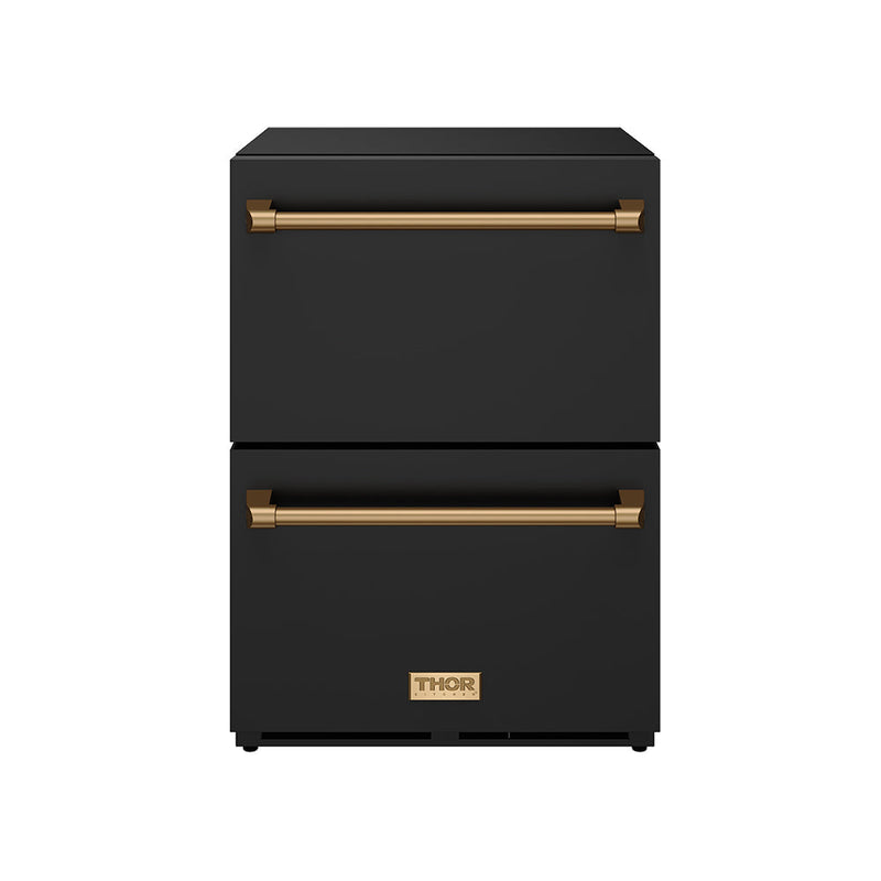 THOR Kitchen - Gordon Ramsay Series 24″ Undercounter Built-In / Freestanding Drawer Freezer Black/Bronze - RZ24UB-BRZ - IMG1
