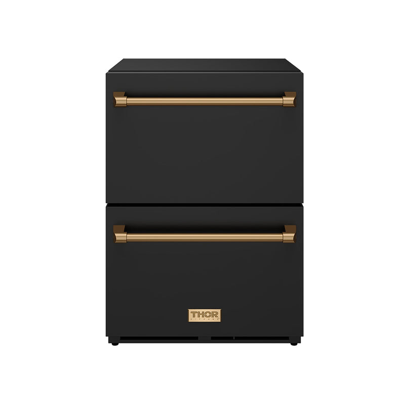 THOR Kitchen - Gordon Ramsay Series 24" Undercounter Built-In or Freestanding Drawer Refrigerator Black/Bronze - RF24UB-BRZ - IMG1
