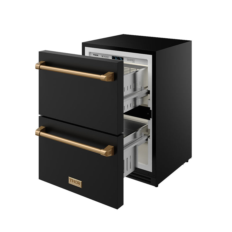 THOR Kitchen - Gordon Ramsay Series 24″ Undercounter Built-In / Freestanding Drawer Freezer Black/Bronze - RZ24UB-BRZ - IMG5