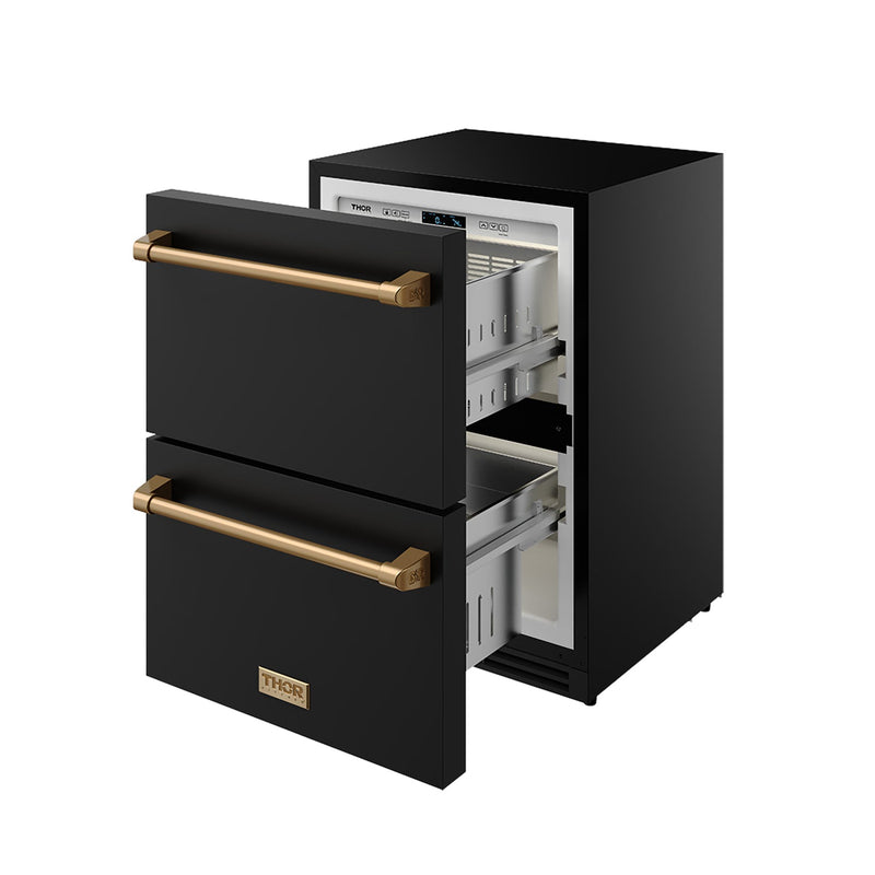 THOR Kitchen - Gordon Ramsay Series 24" Undercounter Built-In or Freestanding Drawer Refrigerator Black/Bronze - RF24UB-BRZ - IMG5