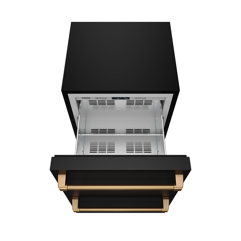 THOR Kitchen - Gordon Ramsay Series 24″ Undercounter Built-In / Freestanding Drawer Freezer Black/Bronze - RZ24UB-BRZ - IMG2
