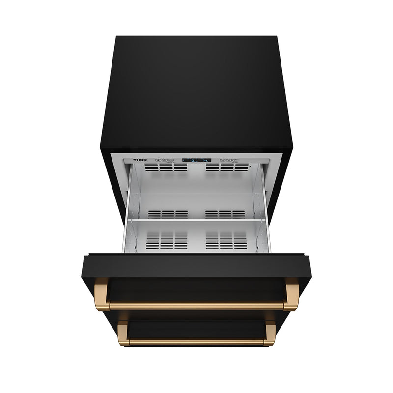 THOR Kitchen - Gordon Ramsay Series 24" Undercounter Built-In or Freestanding Drawer Refrigerator Black/Bronze - RF24UB-BRZ - IMG2