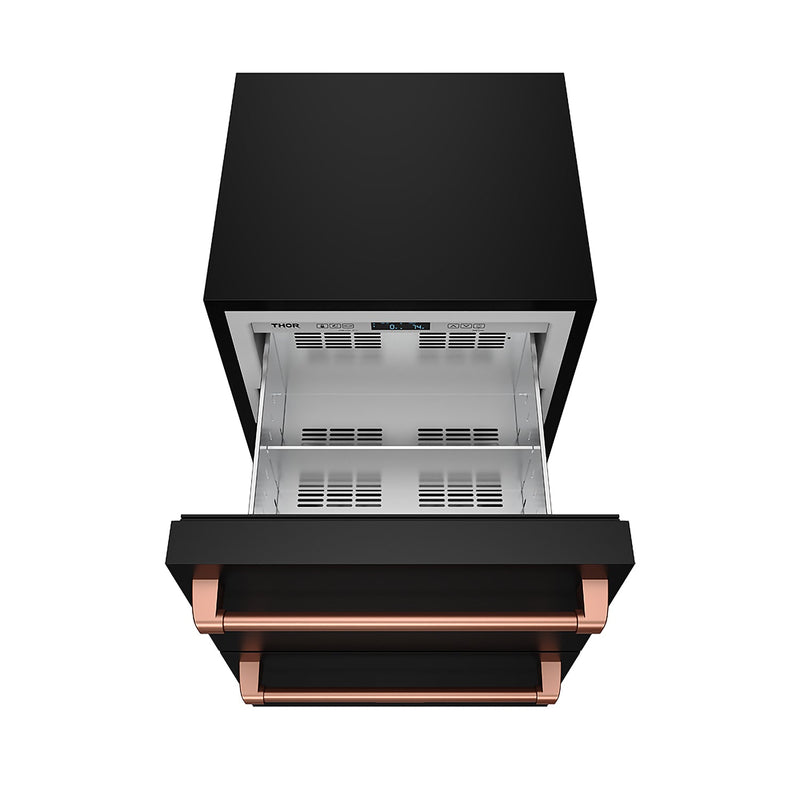THOR Kitchen - Gordon Ramsay Series 24″ Undercounter Built-In / Freestanding Drawer Freezer Black/Rose Gold - RZ24UB-RSG - IMG7