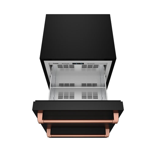 THOR Kitchen - Gordon Ramsay Series 24" Undercounter Built-In or Freestanding Drawer Refrigerator Black/Rose Gold - RF24UB-RSG - IMG2