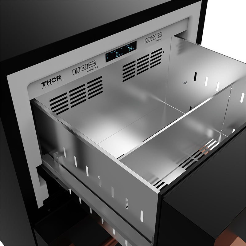 THOR Kitchen - Gordon Ramsay Series 24″ Undercounter Built-In / Freestanding Drawer Freezer Black/Rose Gold - RZ24UB-RSG - IMG8