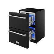 THOR Kitchen - Gordon Ramsay Series 24″ Undercounter Built-In / Freestanding Drawer Freezer Black/Stainless Steel - RZ24UB-SS - IMG7