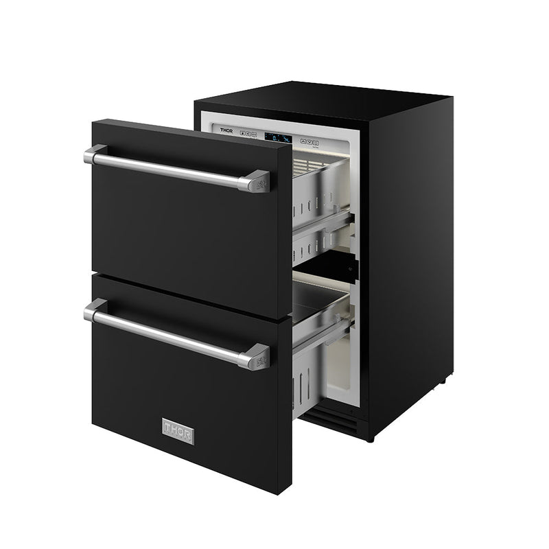 THOR Kitchen - Gordon Ramsay Series 24″ Undercounter Built-In / Freestanding Drawer Freezer Black/Stainless Steel - RZ24UB-SS - IMG6