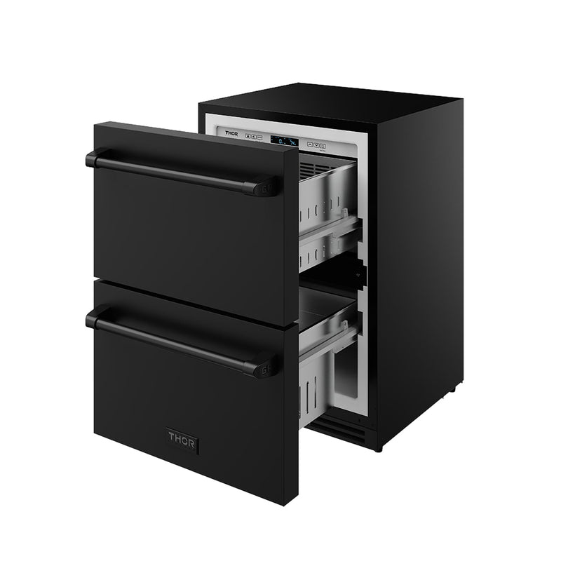 THOR Kitchen - Gordon Ramsay Series 24″ Undercounter Built-In / Freestanding Drawer Freezer Black - RZ24UB - IMG9