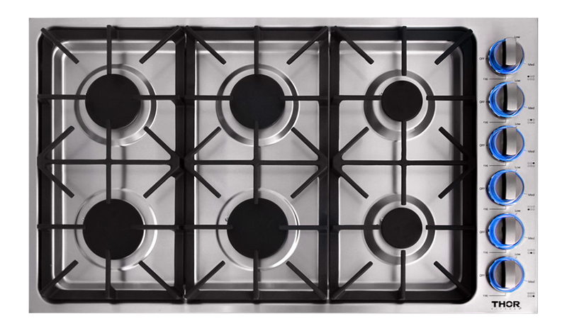 THOR Kitchen - 36-inch Professional Drop-In Gas Cooktop in Stainless Steel - TGC3601 - IMG1