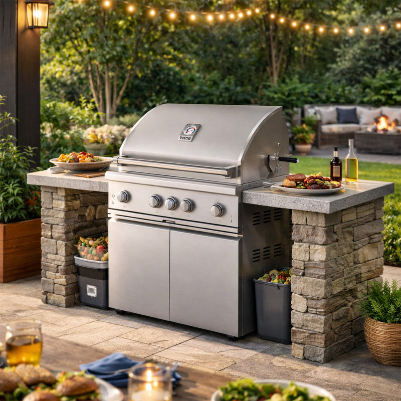 THOR Kitchen - 36-inch 4 burners Built in Gas Grill on cart with Sear/Rear Infrared Burner & Rotisserie Natural Gas - TPG3601 - IMG20