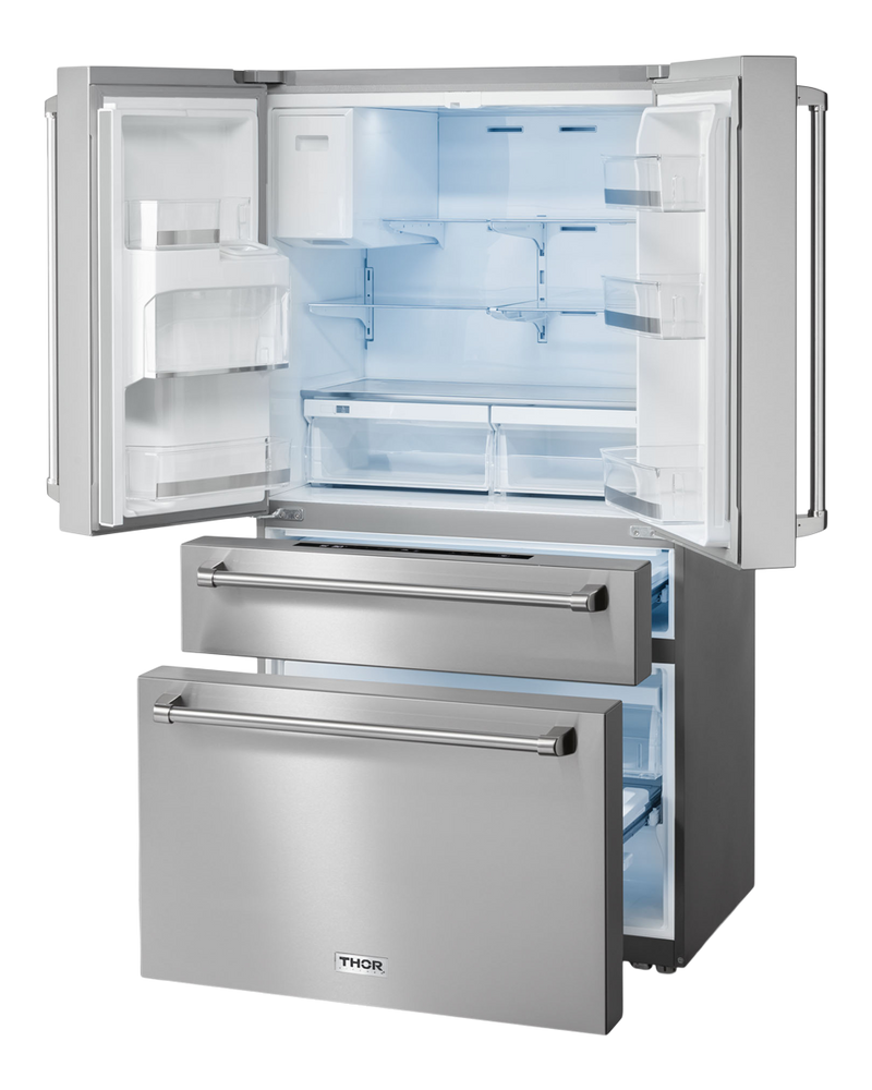 THOR Kitchen - 36 Inch Professional French Door Refrigerator with Ice and Water Dispenser - TRF3601FD - IMG2