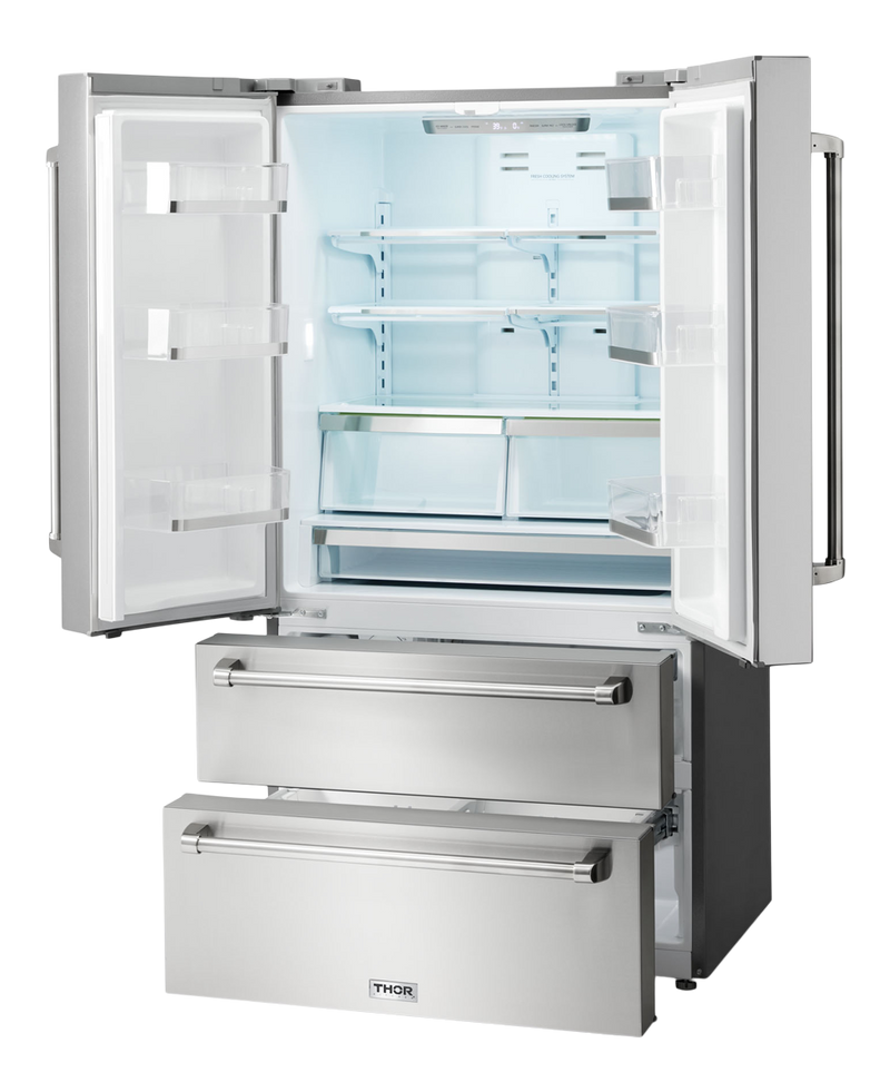 THOR Kitchen - 36 Inch Professional French Door Refrigerator with Freezer Drawers - TRF3602 - IMG3