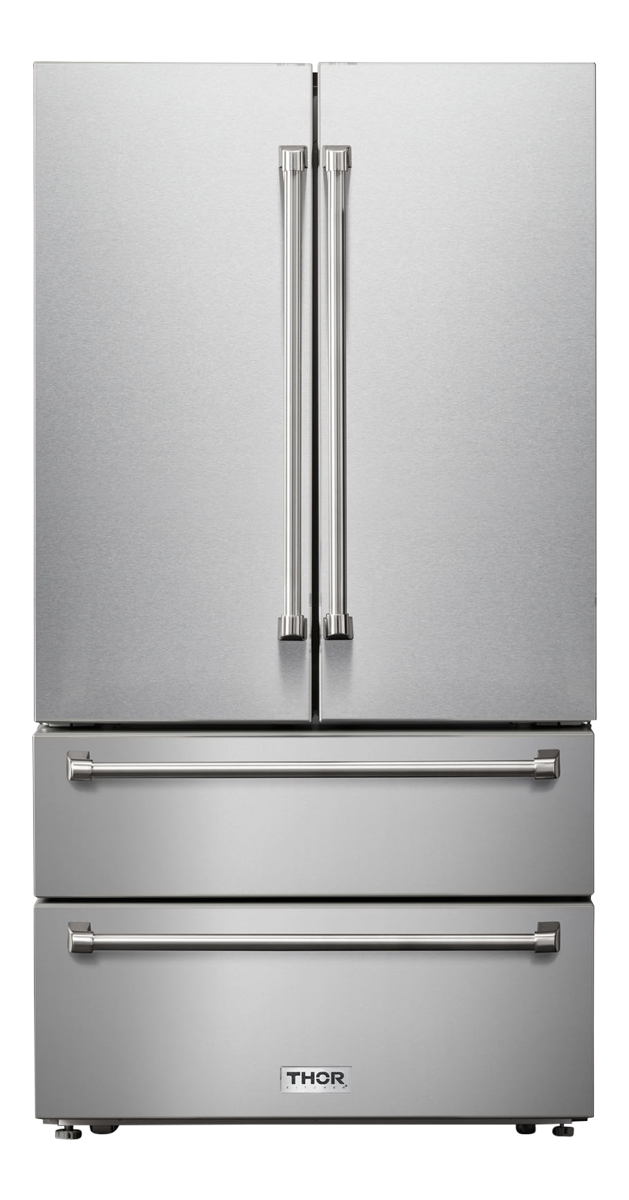 THOR Kitchen - 36 Inch Professional French Door Refrigerator with Freezer Drawers - TRF3602