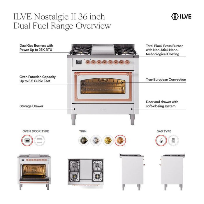 ILVE - Nostalgie II Dual Fuel Ranges - UN36FNMPWHGLP - IMG135