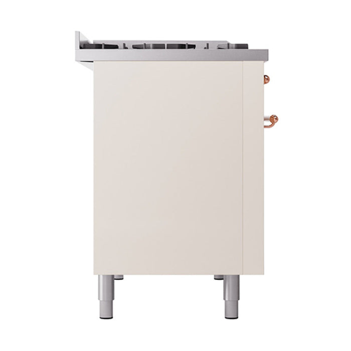 ILVE - Nostalgie II 48 inch Dual Fuel Range (8 Sealed Burners + Griddle, Liquid Propane, Triple Glass Door, Antique White, Copper) -  USA - UP48FNMPAWPLP - IMG10