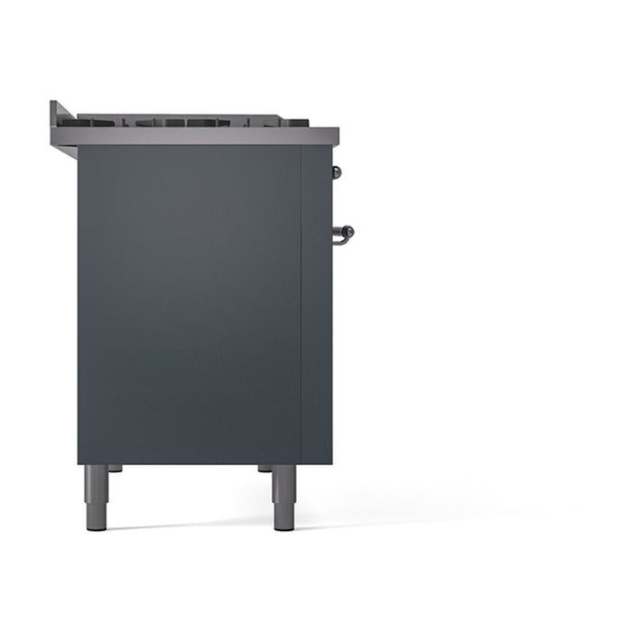 ILVE - Nostalgie II 48 inch Dual Fuel Range (8 Sealed Burners + Griddle, Liquid Propane, Triple Glass Door, Blue Grey, Chrome) -  USA - UP48FNMPBGCLP - IMG87