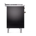 ILVE - Nostalgie II 48 inch Dual Fuel Range (8 Sealed Burners + Griddle, Liquid Propane, Triple Glass Door, Glossy Black, Burnished) -  USA - UP48FNMPBKBLP - IMG131