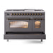 ILVE - Nostalgie II 48 inch Dual Fuel Range (8 Sealed Burners + Griddle, Liquid Propane, Triple Glass Door, Graphite Matte, Burnished) -  USA - UP48FNMPMGBLP - IMG132