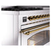 ILVE - Nostalgie II 48 inch Dual Fuel Range (8 Sealed Burners + Griddle, Natural Gas, Triple Glass Door, Stainless Steel, Brass) -  USA - UP48FNMPSSG - IMG125
