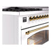 ILVE - Nostalgie II 48 inch Dual Fuel Range (8 Sealed Burners + Griddle, Liquid Propane, Triple Glass Door, White, Brass) -  USA - UP48FNMPWHGLP - IMG3