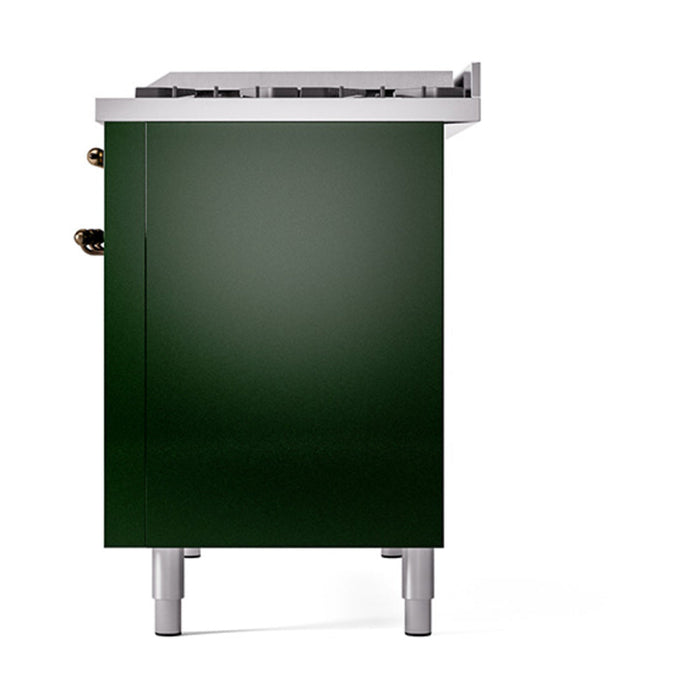 ILVE - Nostalgie II 48 inch Dual Fuel Range (8 Sealed Burners + Griddle, Liquid Propane, Solid Door, Emerald Green, Burnished) -  USA - UP48FQNMPEGBLP - IMG118