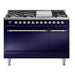 ILVE - Nostalgie II 48 inch Dual Fuel Range (8 Sealed Burners + Griddle, Natural Gas, Solid Door, Midnight Blue, Chrome) -  USA - UP48FQNMPMBC - IMG48