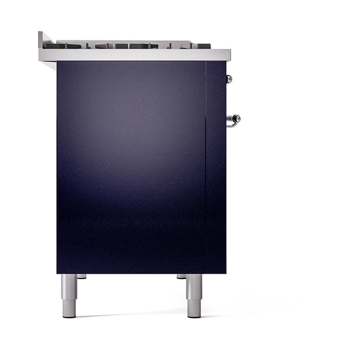 ILVE - Nostalgie II 48 inch Dual Fuel Range (8 Sealed Burners + Griddle, Natural Gas, Solid Door, Midnight Blue, Chrome) -  USA - UP48FQNMPMBC - IMG34
