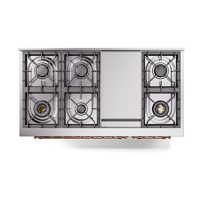 ILVE - Nostalgie II 48 inch Dual Fuel Range (8 Sealed Burners + Griddle, Liquid Propane, Solid Door, Graphite Matte, Copper) -  USA - UP48FQNMPMGPLP - IMG32