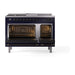 ILVE - Nostalgie II 48 inch Dual Fuel Range (5 Sealed Burners + Griddle + French Top, Natural Gas, Triple Glass Door, Midnight Blue, Burnished) -  USA - UP48FSNMPMBB - IMG44