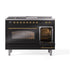 ILVE - Nostalgie II 48 inch Dual Fuel Range (5 Sealed Burners + Griddle + French Top, Natural Gas, Triple Glass Door, Midnight Blue, Brass) -  USA - UP48FSNMPMBG - IMG130