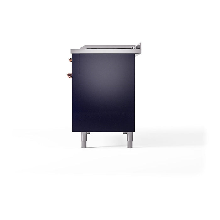 ILVE - Nostalgie II 48 inch Dual Fuel Range (5 Sealed Burners + Griddle + French Top, Natural Gas, Triple Glass Door, Midnight Blue, Copper) -  USA - UP48FSNMPMBP - IMG30