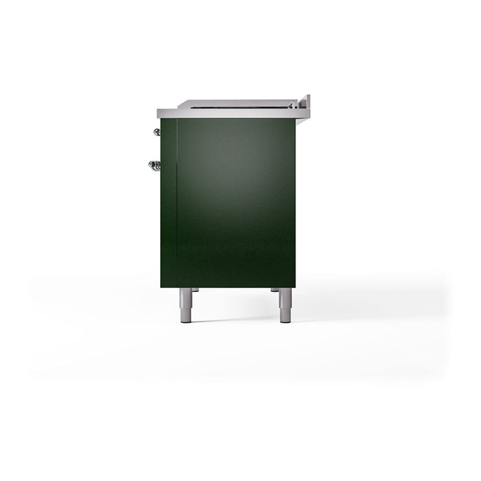 ILVE - Nostalgie II 48 inch Dual Fuel Range (5 Sealed Burners + Griddle + French Top, Liquid Propane, Solid Door, Emerald Green, Chrome) -  USA - UP48FSQNMPEGCLP - IMG8
