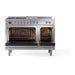ILVE - Nostalgie II 48 inch Dual Fuel Range (5 Sealed Burners + Griddle + French Top, Natural Gas, Solid Door, Stainless Steel, Chrome) -  USA - UP48FSQNMPSSC - IMG146