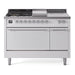 ILVE - Nostalgie II 48 inch Dual Fuel Range (5 Sealed Burners + Griddle + French Top, Liquid Propane, Solid Door, White, Chrome) -  USA - UP48FSQNMPWHCLP - IMG136