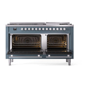 ILVE Professional Plus II 60 inch Dual Fuel Range (Blue Grey / Liquid Propane / 9 Sealed Burners + Griddle / Solid Door) UP60FQMPBGLP - IMG31