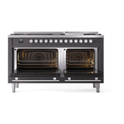 ILVE Professional Plus II 60 inch Dual Fuel Range (Graphite Matte / Natural Gas / 9 Sealed Burners + Griddle / Solid Door) UP60FQMPMG - IMG76