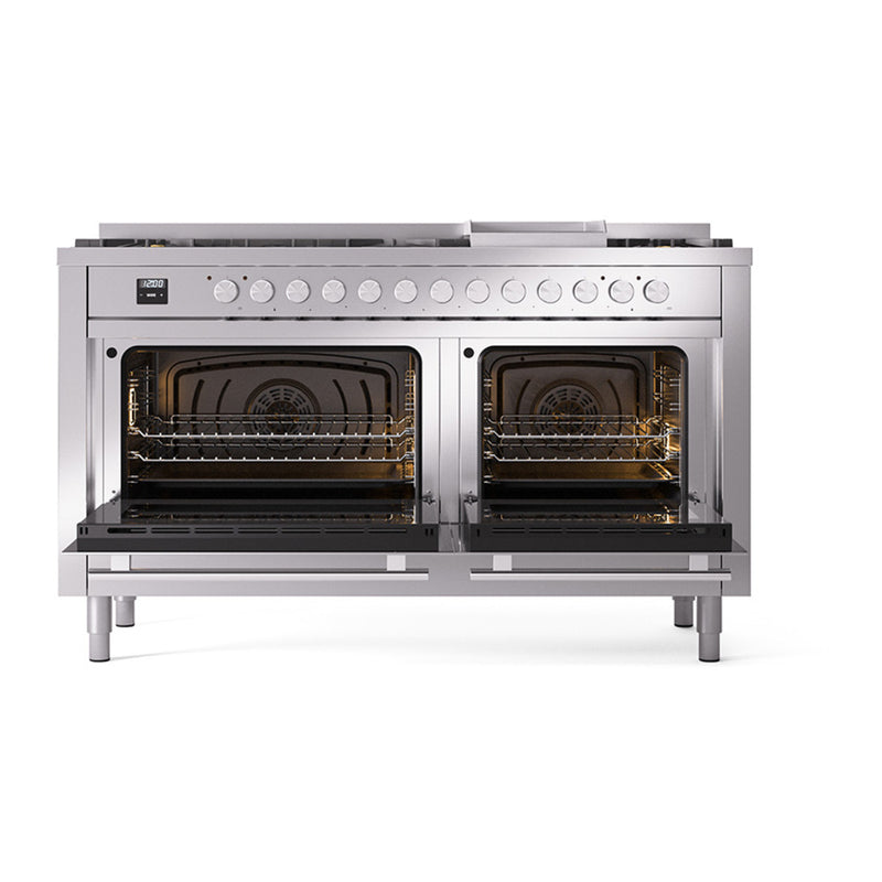 ILVE Professional Plus II 60 inch Dual Fuel Range (Stainless Steel / Natural Gas / 9 Sealed Burners + Griddle / Solid Door) UP60FQMPSS - IMG20