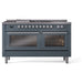 ILVE Professional Plus II 60 inch Dual Fuel Range (Blue Grey / Natural Gas / 7 Sealed Burners + Griddle + French Top / Solid Door) UP60FSQMPBG - IMG170